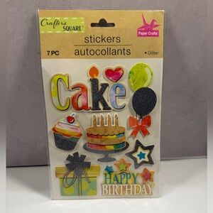 🩷5/$10 Glitter 'Cake' Birthday Stickers - Multicolor